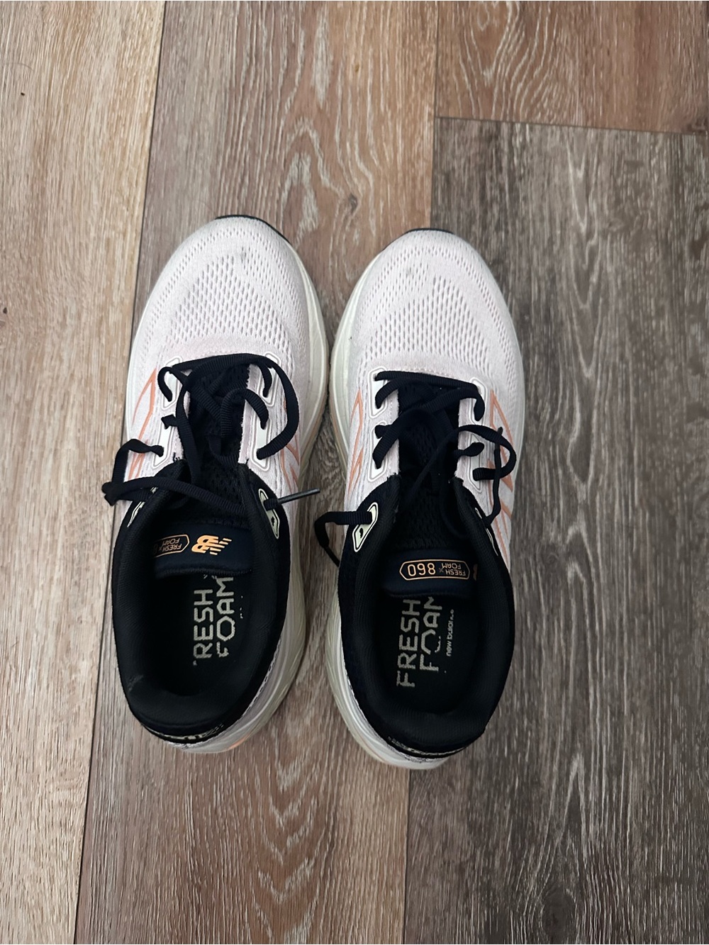 New Balance Men’s Fresh Foam Running Shoes - White with Black & Peach